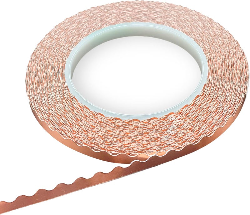 ARTIMUSES Black Backed 1/4 Inch Scalloped Copper Foil Tape for Stained Glass, DIY Handicrafts, Crafting - Image 1